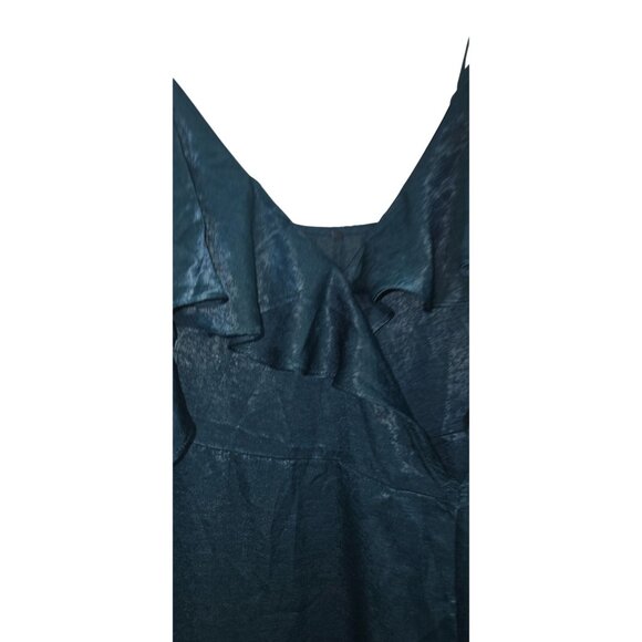 Lulus Shimmering Teal Ruffle Wrap Maxi Dress With Spaghetti Straps - Elegant Eve - Picture 8 of 9